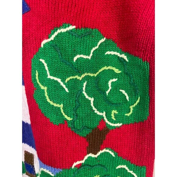 Quacker Factory Knit Sweater 2x Red Sequin Vtg Lighthouse Retro Classic Preppy - Picture 11 of 15